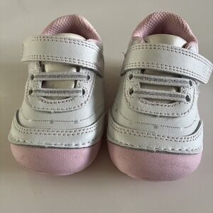 Stride Rite Shoes Soft Motion Baby Girls 3M Pink White Stars‎ Moon Clouds NWOT
